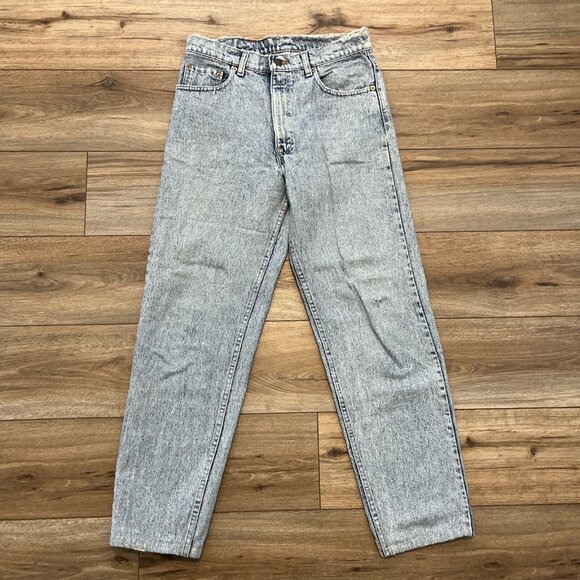 VTG Levis 550 Destroyed Denim Jeans 33x30 Blue Faded USA Made Tapered Grunge - Picture 1 of 12